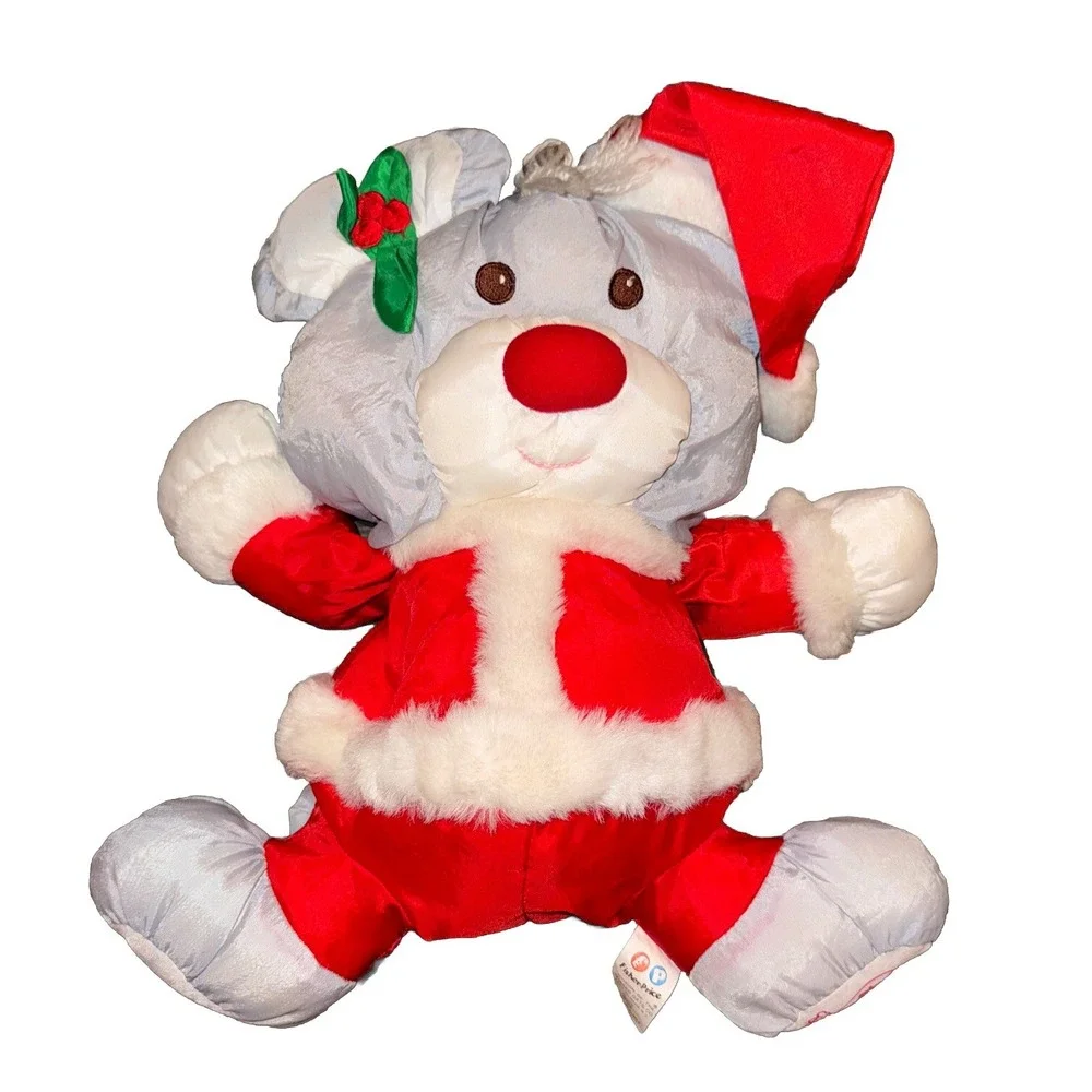 Vtg Fisher Price Puffalump Christmas Mouse Santa Suit Nylon Parachute 88' Flaw